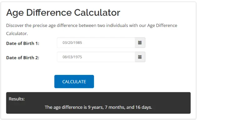 Online Age Difference Calculator Works