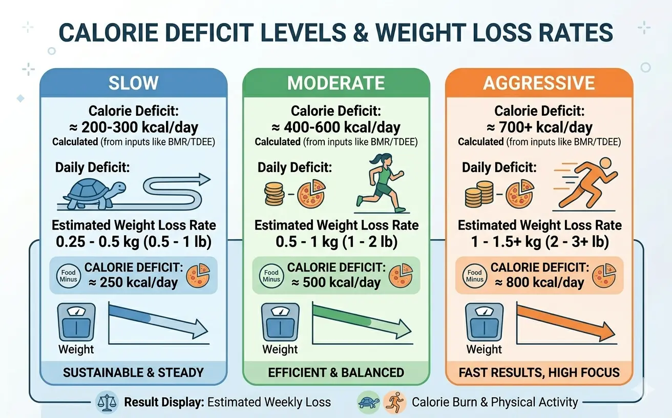 Calorie Deficit Levels Chart for Weight Loss