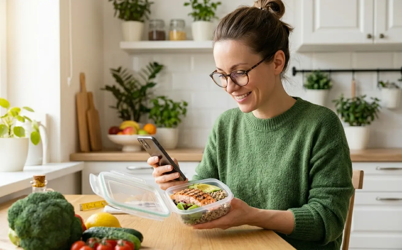 Person Checking Daily Calorie Calculator on Phone