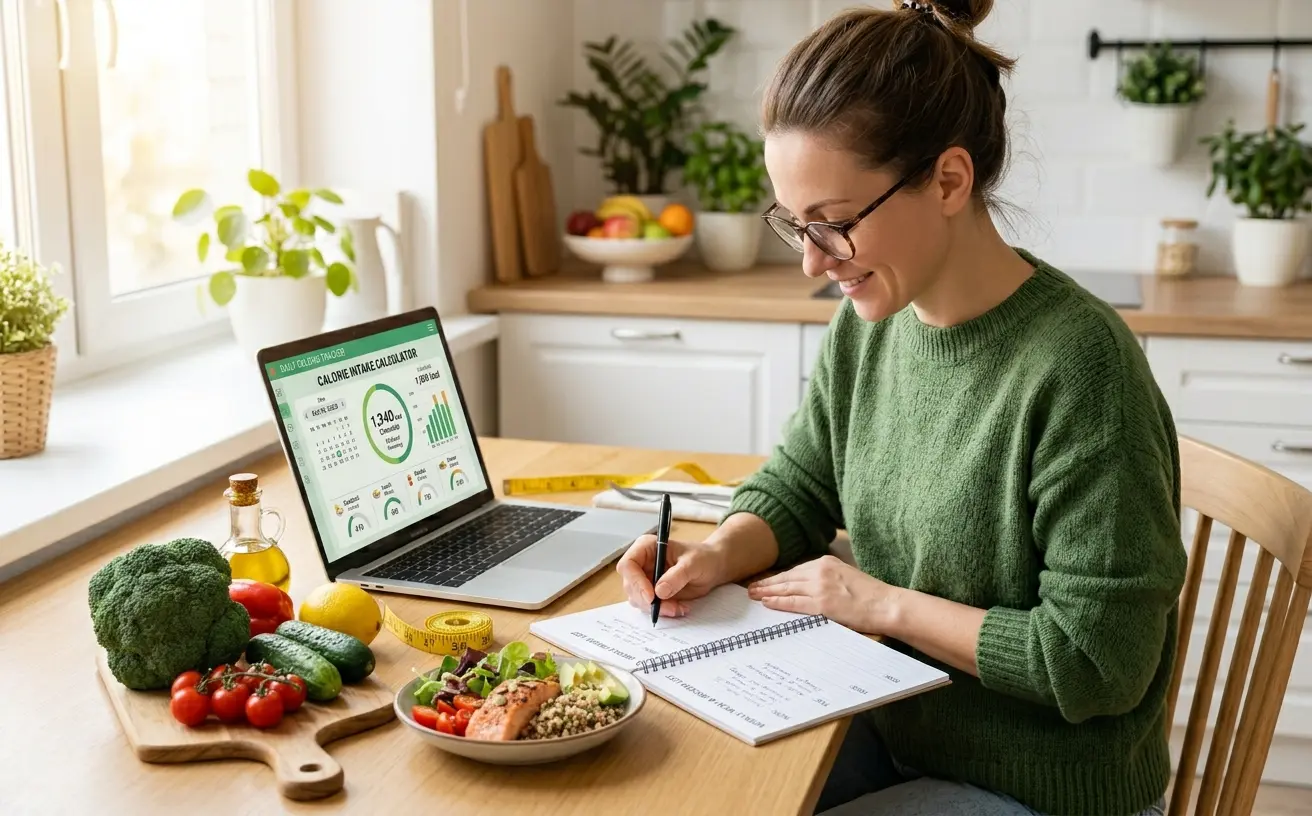 Person Planning Meals Using Calorie Intake Calculator