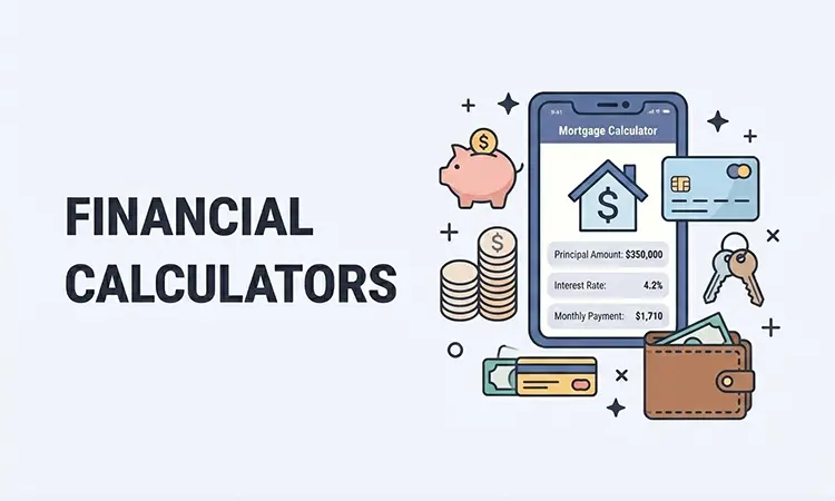 Free Financial Calculators — Mortgage with taxes, loan amortization, ROI & budget